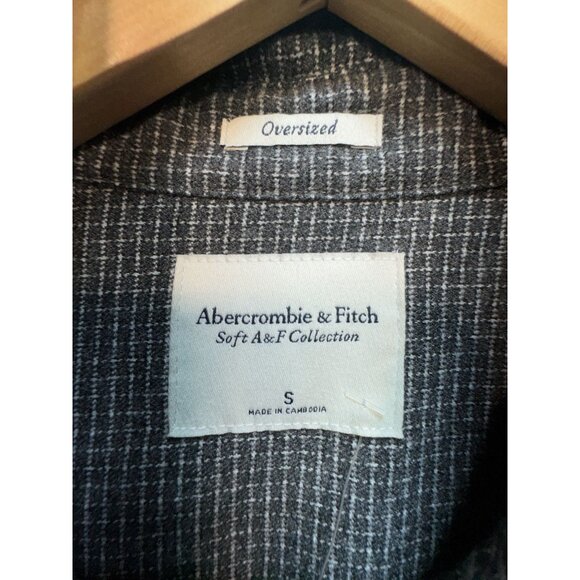 Abercrombie & Fitch Soft A&f Collection Womens Oversized Flannel Shirt Sz S Gray - Picture 3 of 11